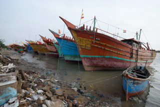 A boat station on the Gujarat coast.