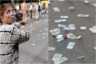 Women high drama, 500 rupee notes were blown in front of the police station