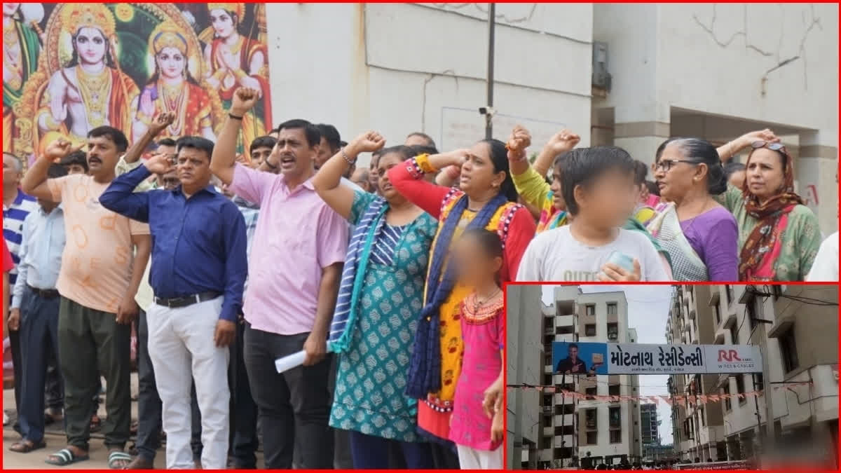 A massive protest erupted after a Muslim woman was allotted a flat in the Motnath Residency under government housing in the Harni area of the city.