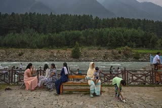 On Sunday, the key Pahalgam which witnessed the terror attack in its Baisaran meadow, was filled with visitors with people seen camping alongside the Lidder river.