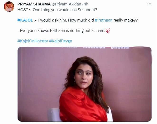 Kajol trolled for asking SRK how much Pathaan 'really' made at box office