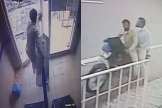 Robbery incident at SBI ATM in Moga in broad daylight Thieves did not take cash this time but AC the entire incident was caught on CCTV camera.pb10033