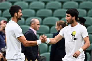 Wimbledon Final  Wimbledon 2023  Wimbledon final 2023  വിംമ്പിൾഡൺ ടെന്നീസ് ചാമ്പ്യന്‍ഷിപ്പ്  വിംമ്പിൾഡൺ ഫൈനൽ  novak vs alcaraz  നൊവാക് ജോക്കോവിച്ച്  കാർലോസ് അൽകാരസ്  Novak Djokovic will face Carlos Alcaraz  Novak Djokovic vs Carlos Alcaraz  Novak Djokovic  Carlos Alcaraz  വിംബിൾഡൺ കലാശപ്പോരാട്ടം