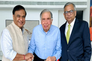 Assam CM Himanta Biswa Sarma with industrialist and philanthropist Ratan Tata in Mumbai on March 20, 2024. Tata Chairman N Chandrasekaran also seen.