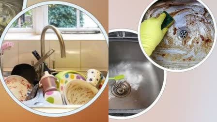 dirty bowls in sink