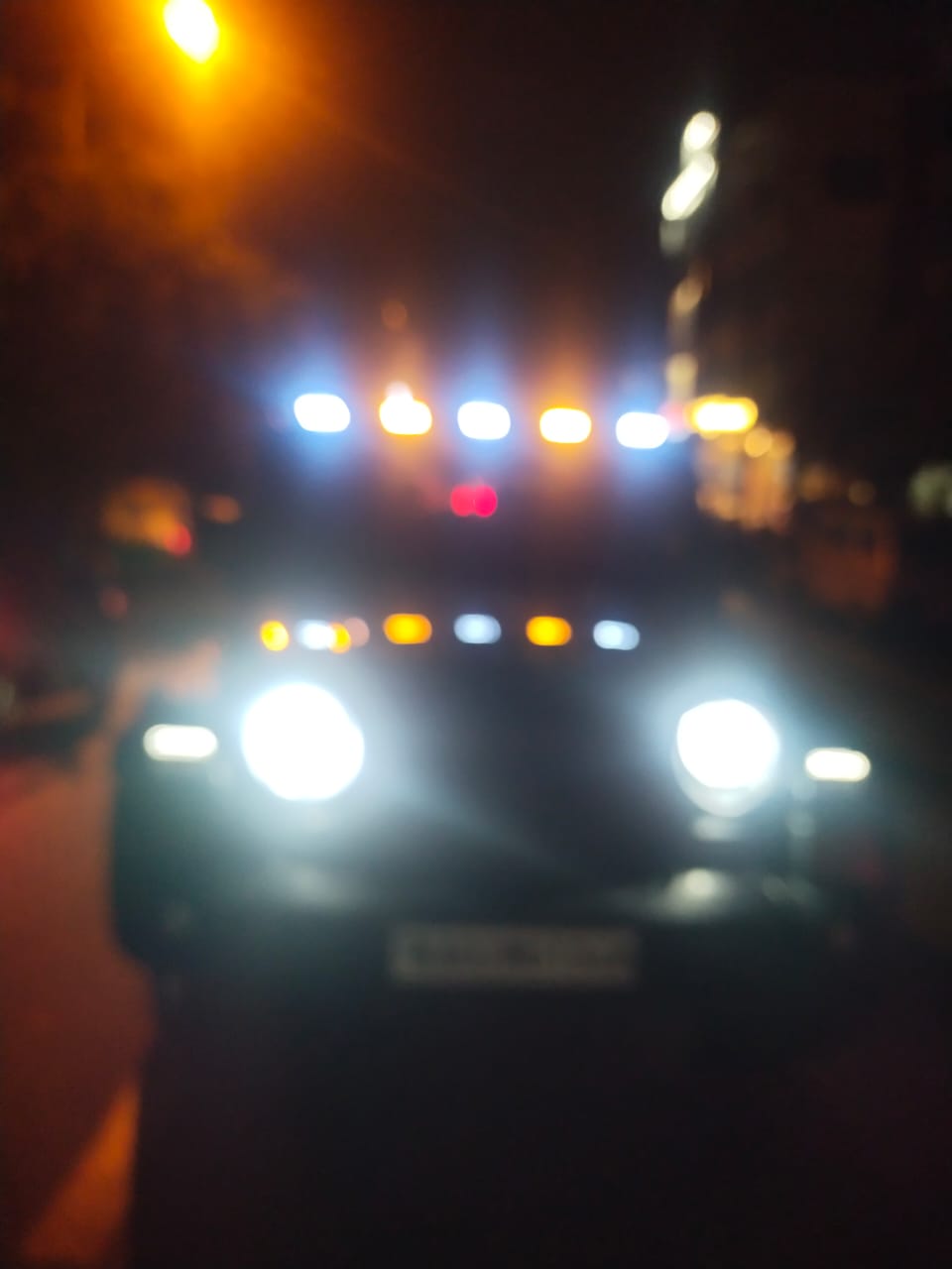 Traffic police fined those who were using high beam light unnecessarily