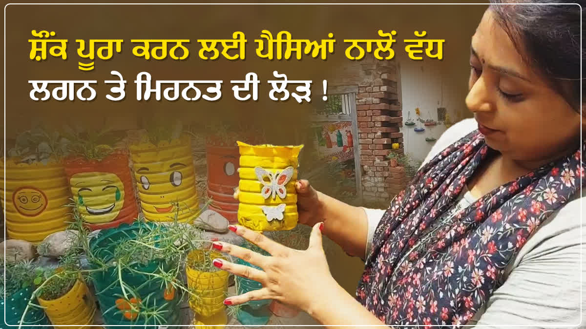 Kitchen Garden In House, homemade pots, use of waste material, Jalandhar