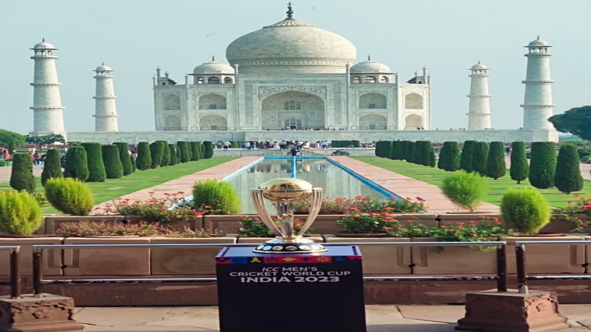 ICC Cricket World Cup Trophy reaches iconic Taj Mahal; fans click selfies