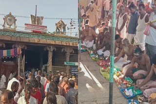 many people gathered in trichy amma padithurai kaveri river to tithi tharpanam for thier ancesters