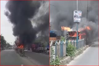 fire in haryana roadways bus in faridabad