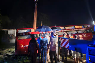 Bus going indore to jodhpur overturns