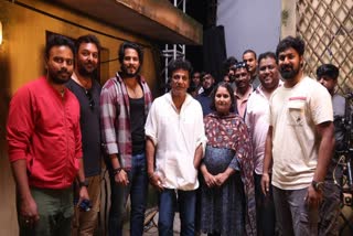 shiva rajkumar visits nikhil kumarswamy's shooting set