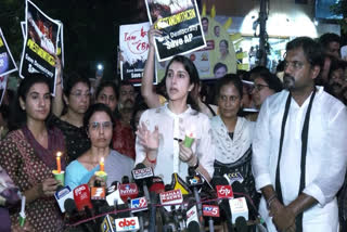 Nara Bhuvaneswari and Brahmani in Candlelight Rally