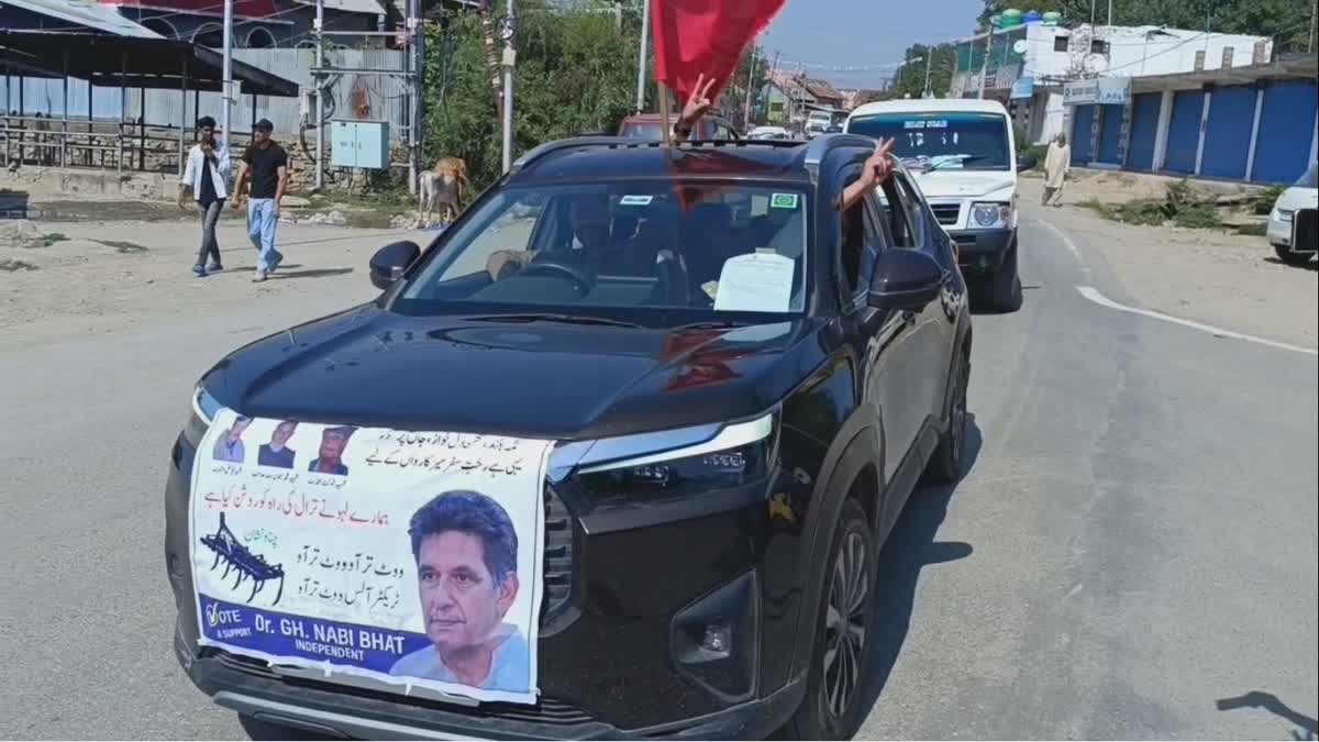 Mega road show of independent candidate Dr Ghulam Nabi Bhat from Tral