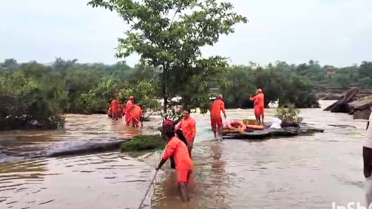 सैलानी को रेस्क्यू करती टीम