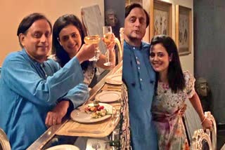 Mahua Moitra Shashi Tharoor Photos  Mahua Moitra Shashi Tharoor photo controversy  Mahua Moitra Shashi Tharoor Photos viral  Mahua Moitra and Shashi Tharoor Gossips  Mahua Moitra  തരൂരിനൊപ്പം ഷാംപെയ്‌ന്‍ നുണഞ്ഞ് മഹുവ മൊയ്‌ത്ര  മഹുവ മൊയ്‌ത്ര  തൃണമൂല്‍ എംപി  ബിജെപി  ശശി തരൂര്‍