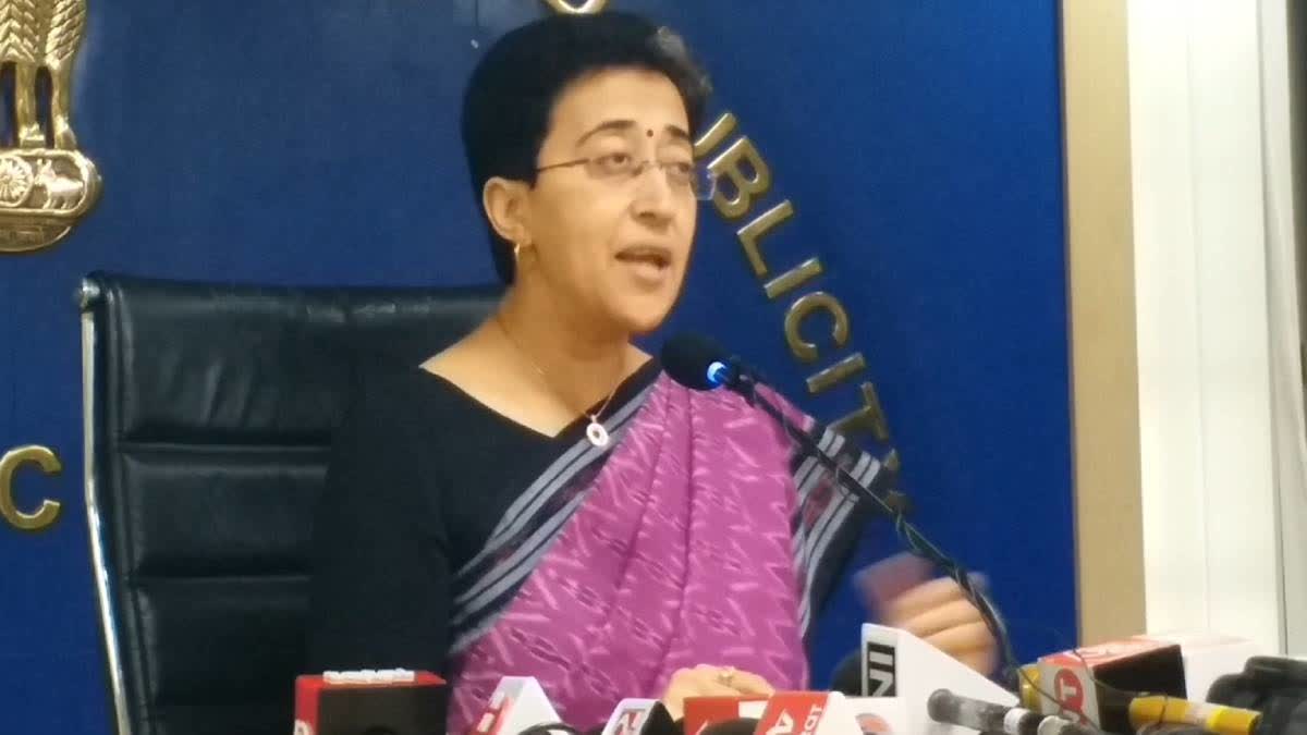 Delhi CM Atishi at a press conference