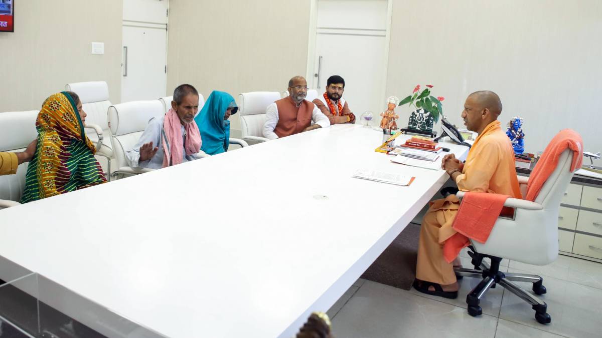 Uttar Pradesh CM Yogi Adityanath meets the victim's family members in Lucknow on Tuesday