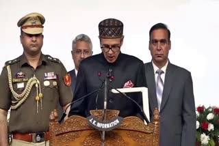 OMAR SWORN CM OF JAMMU KASHMIR  ഒമര്‍ അബ്‌ദുള്ള  മുഖ്യമന്ത്രിയായി ഒമര്‍  KASHMIR ELECTION