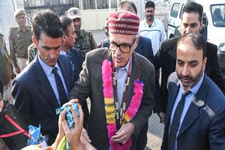 Jammu and Kashmir National Conference Vice President Omar Abdullah during his visit to the Hazratbal Shrine ahead of the swearing-in ceremony, in Srinagar on Wednesday.