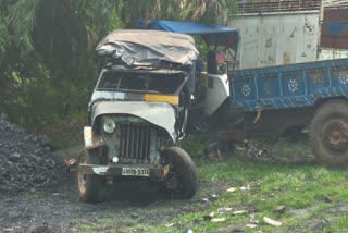 Police jeep overturned