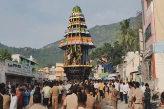 chariot test run in newly constructed road at the Tiruvannamalai Annamalaiyar temple chariot track