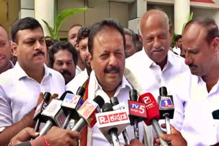 Minister N. Chaluvarayaswamy spoke to the media. ​