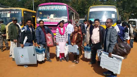 Polling parties go to polling booth in Jashpur