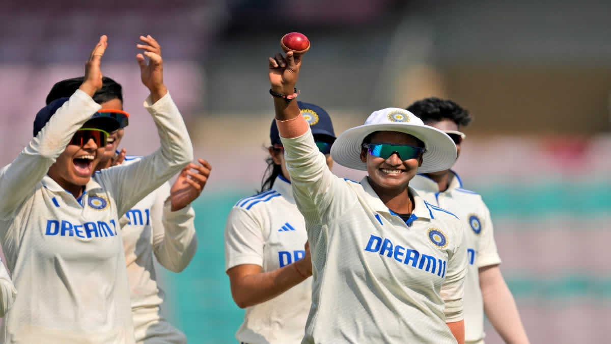 India's spin bowling all-rounder Deepti Sharma claimed 9 wickets in a match including a fifer in the first innings as India women's registered a comprehensive win over England women's in the one-off test by 347 runs played at DY Patil Stadium in Mumbai.