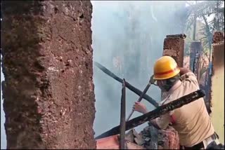 Cylinder blast  Burned house