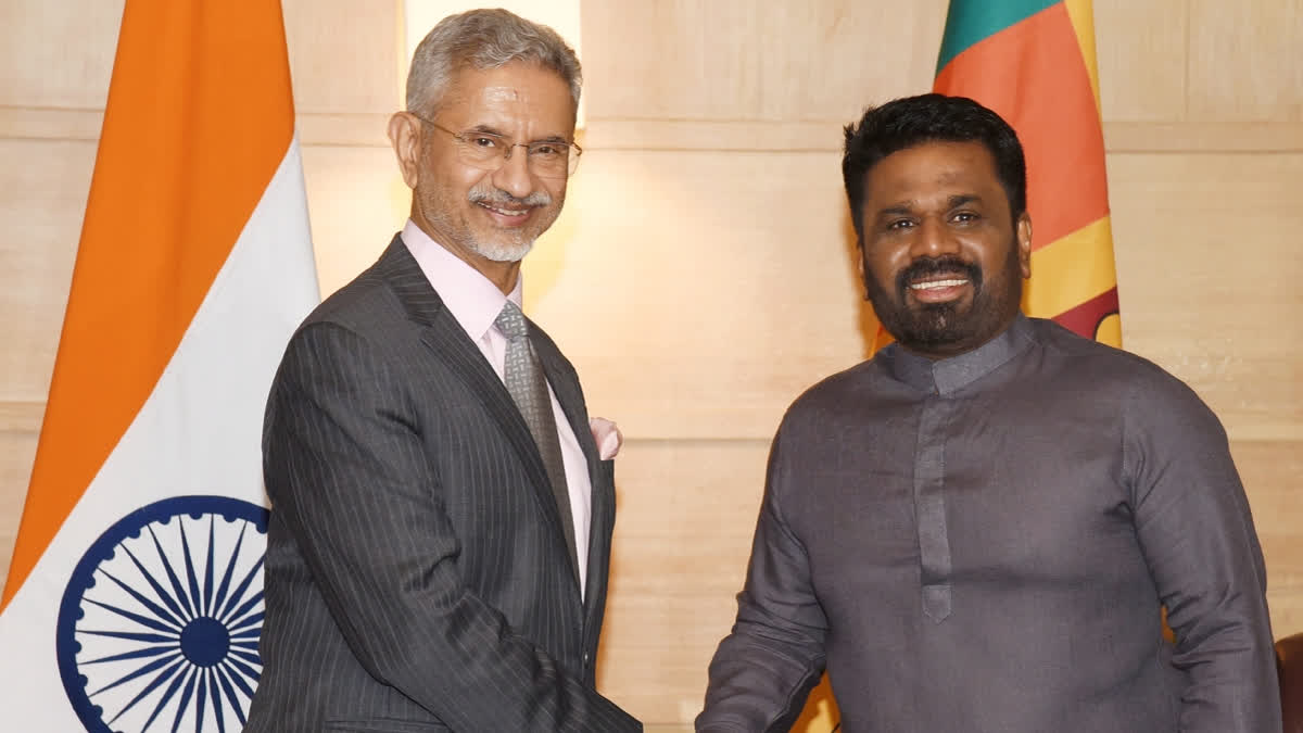 Union External Affairs Minister S Jaishankar with Sri Lankan President Anura Kumara Dissanayake during a bilateral meeting, in New Delhi, Sunday, Dec. 15, 2024.