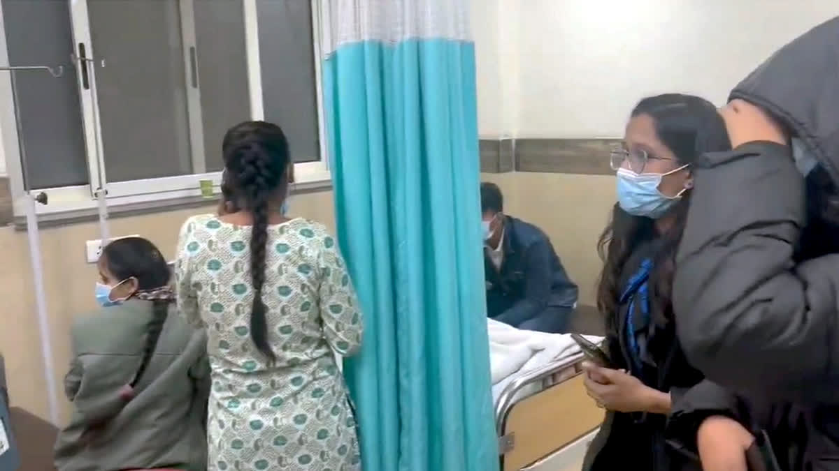 Students admitted at a hospital after a suspected gas leak at a coaching institute, in Jaipur, Sunday, Dec. 15, 2024.