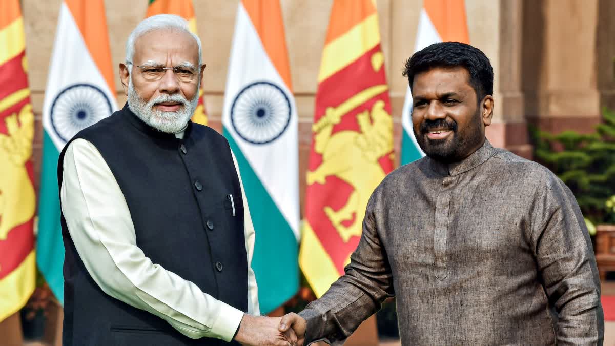 PM Narendra Modi warmly received President Anura Disanayake of Sri Lanka at Hyderabad House