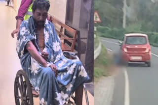 A tribal man was dragged for around 500 metre on a road in Wayanad district after his thumb got stuck in the car's door on Sunday