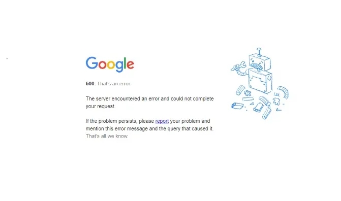 google down  Google Search Engine Suffers Global Outage  Google Outage  google error  പ്രവർത്തനം നിലച്ച് ഗൂഗിൾ  ഗൂഗിൾ ഔട്ടേജ്  ഗൂഗിൾ പ്രവർത്തനരഹിതം  ഗൂഗിൾ എറർ  വെബ്സൈറ്റ് ഡൗണ്‍