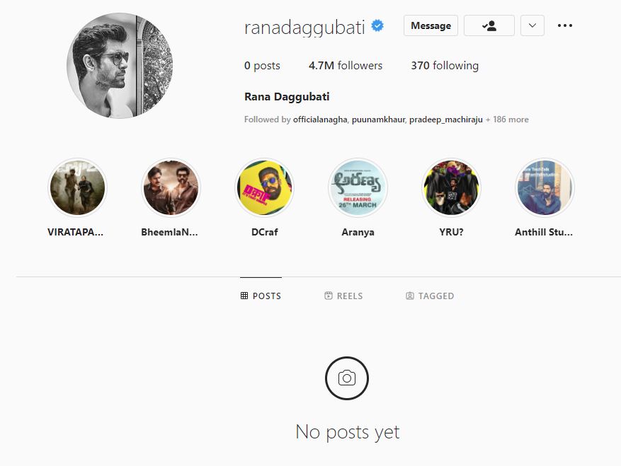 Rana Daggubati Deletes All Posts on Instagram