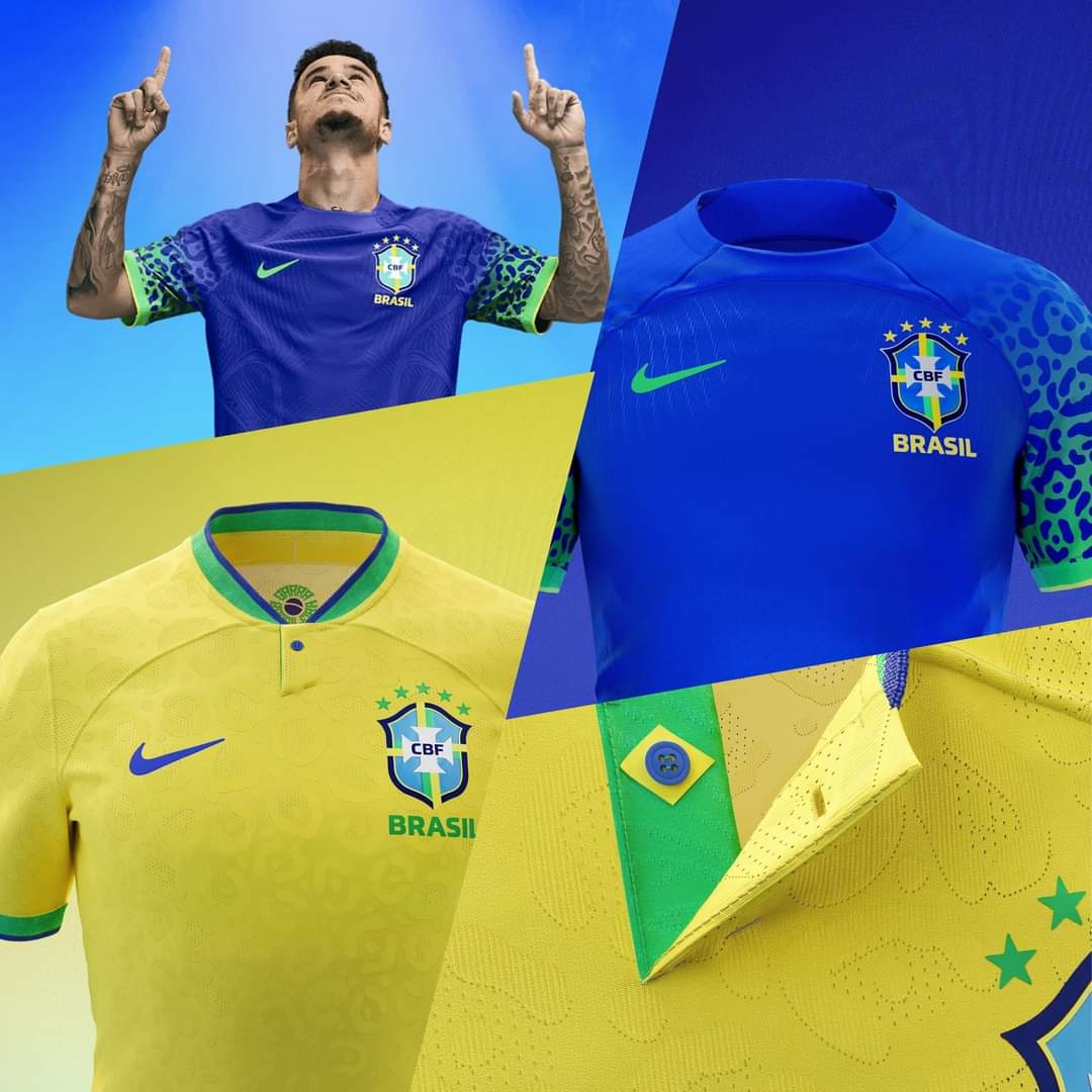 Brazils New 2022 World Cup Jersey  Brazil New Jerseys  Brazil Foot ball team  FIFA World Cup 2022  ഫിഫ ലോകകപ്പ് 2022  പുതിയ ജേഴ്‌സി പുറത്തിറക്കി ബ്രസീൽ  ഖത്തർ ലോകകപ്പ്  qatar world cup  brazil reveals 2022 world cup kits  ലോകകപ്പിന് തയ്യാറായി ബ്രസീൽ  ജാഗ്വാർ പ്രിന്‍റ്