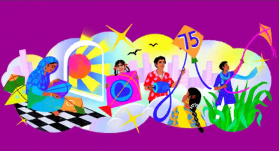 doodle  Google home page unveils doodle featuring Independence Day  doodle on google featuring Independence Day  Google home page  Independence Day  75th Independence Day  ഡൂഡില്‍  ഗൂഗിളിന്‍റെ ഹോം സെർച്ച് പേജ്  സ്വാതന്ത്ര്യ ദിനം  75ആമത് സ്വാതന്ത്ര്യ ദിനം