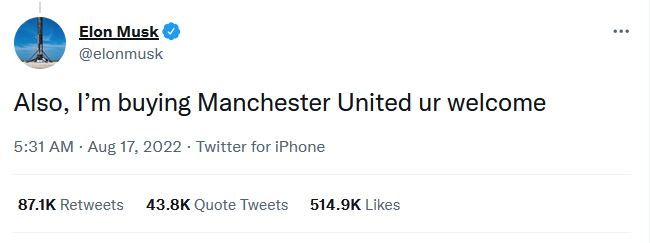 After twitter bid Elon Musk now sets eye on Manchester United