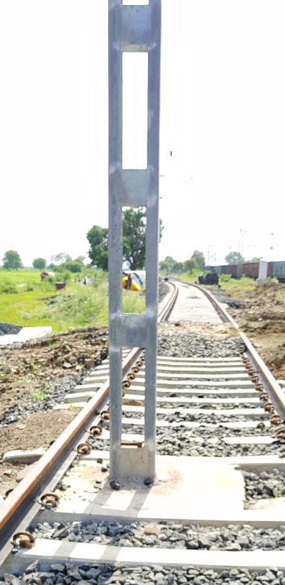 Electric pole on railway track