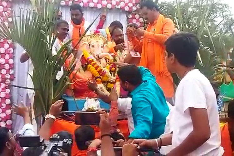 A grand Ganesha Nimajna procession