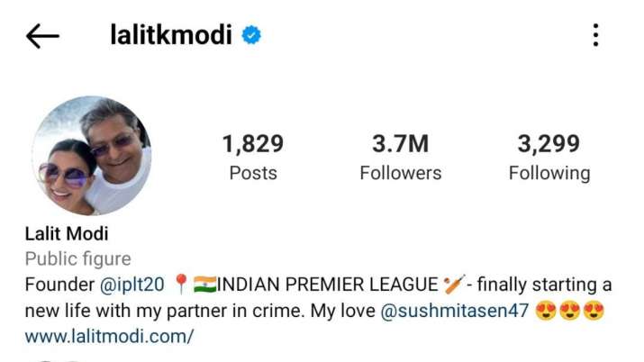 Earlier, Lalit Modi announced his relationship with Sushmita Sen on Instagram