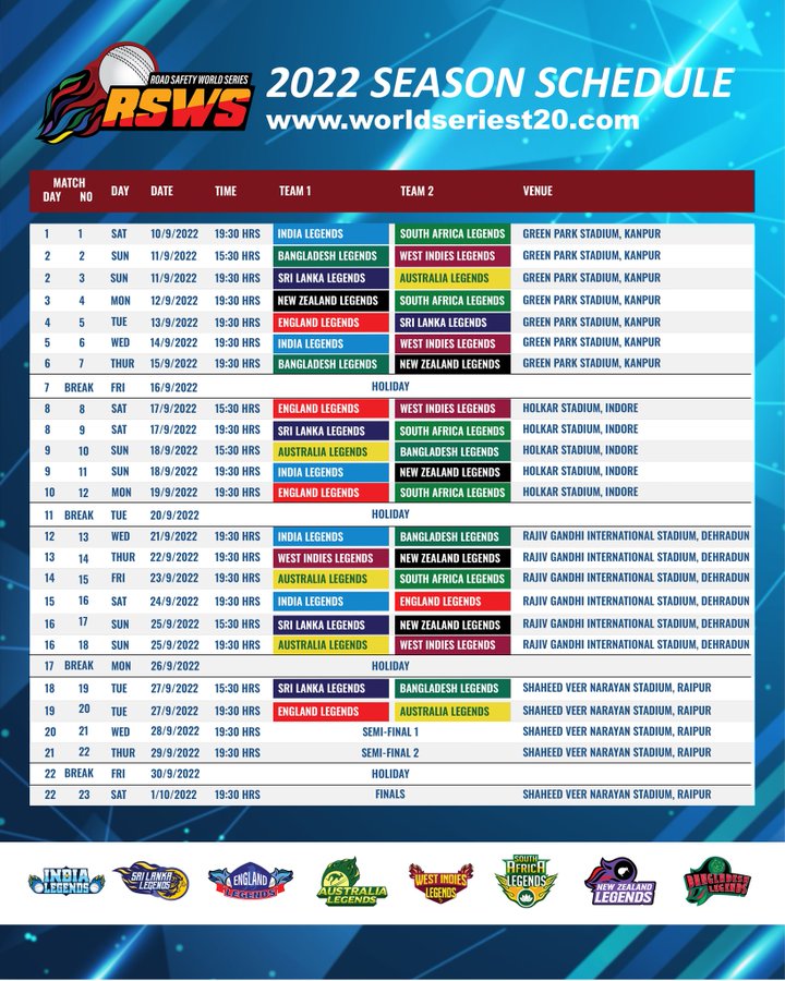Road Safety World Series Schedule
