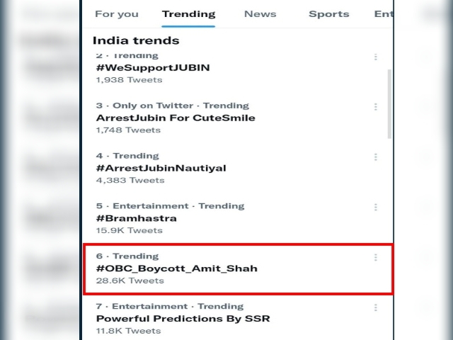 Twitter trends OBC Boycott Amit shah