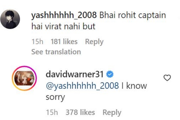 david warner said sorry to team india fan