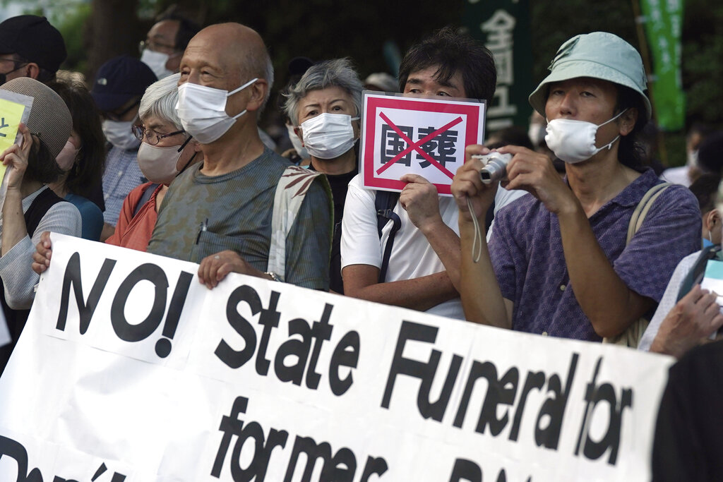 shinzo abe state funeral protest