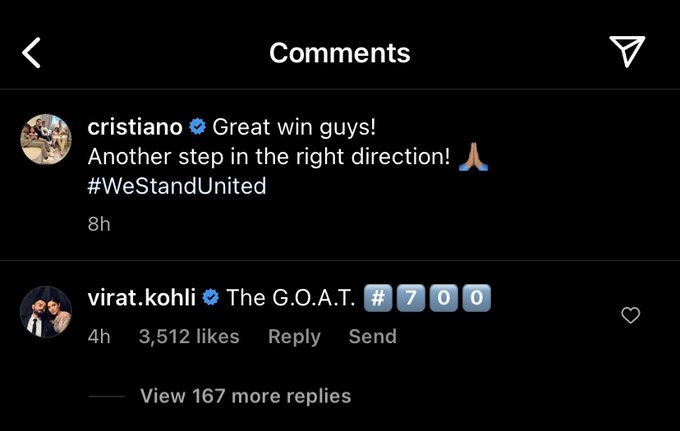 Kohli on Ronaldo