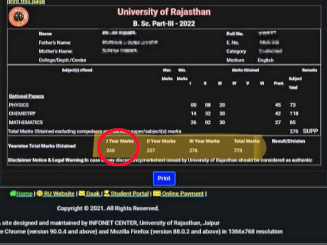 BSc first year marks revaluated against BSc final