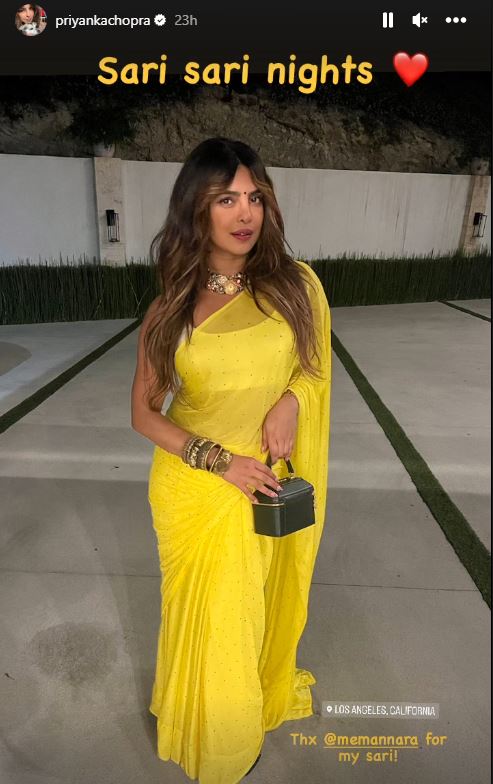 actress Priyanka Chopra shared photo in yellow saree