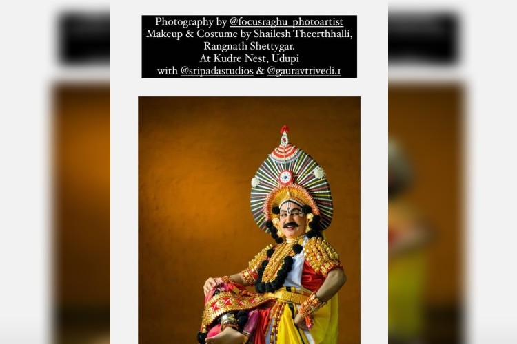 Ramesh Aravind dressed as Yakshagana